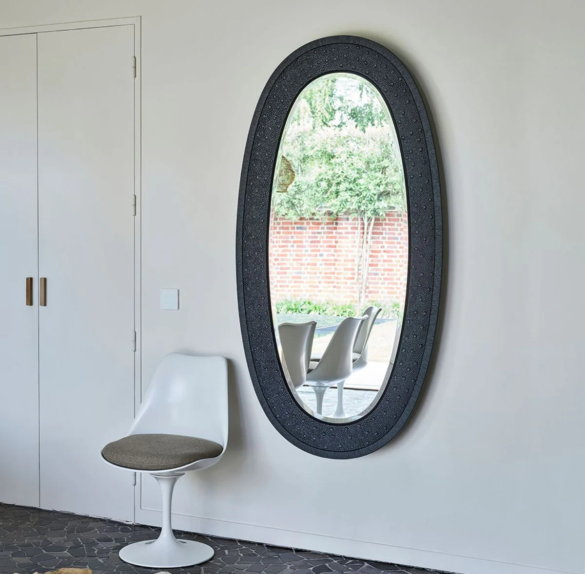 Luxury mirror black 89 x 5 x H. 170 cm - Elegant oval wall mirror - Cloakroom mirror - Living room mirror - Luxury decorative accessories