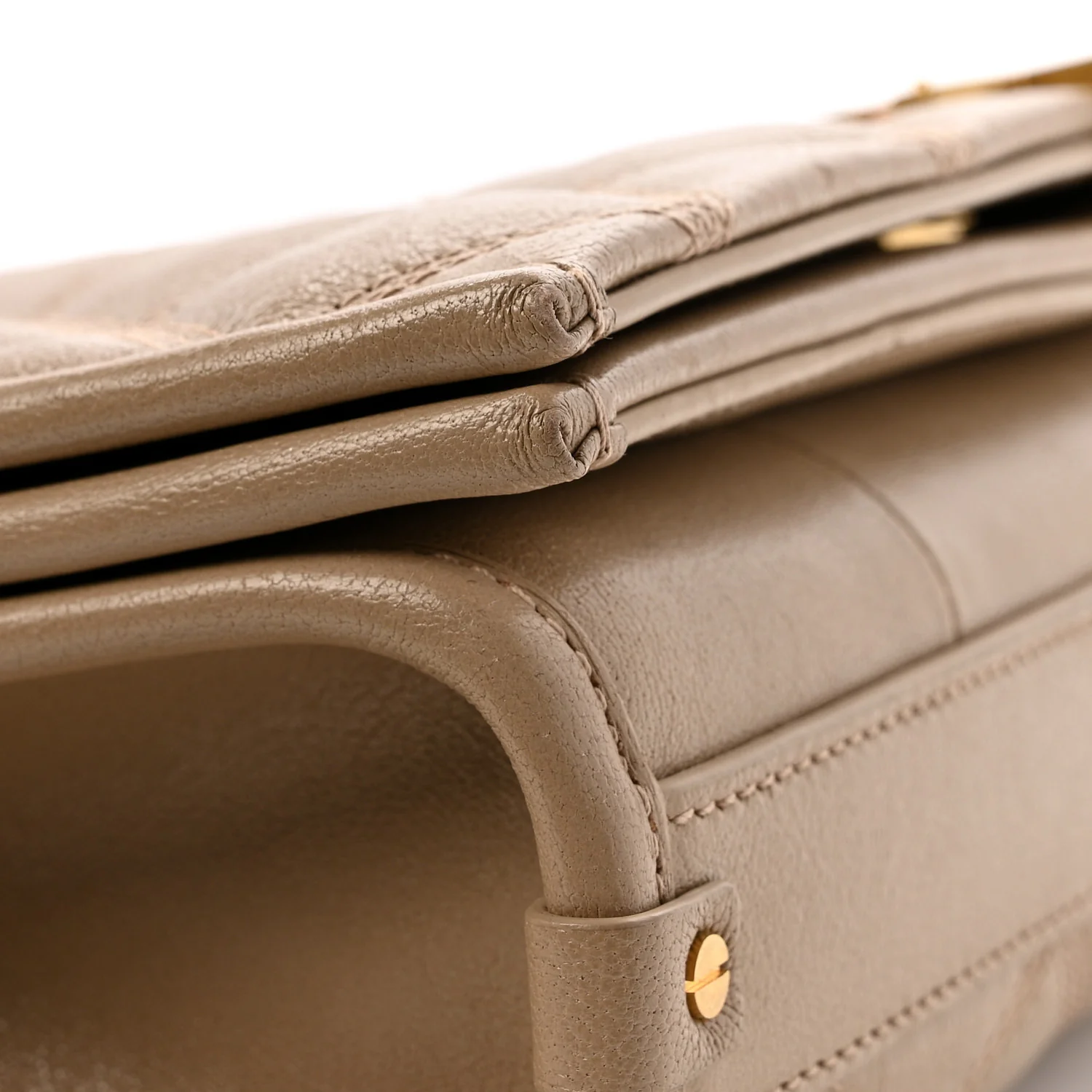 Lambskin Quilted Mini Becky Chain Bag Dark Beige - Top Club