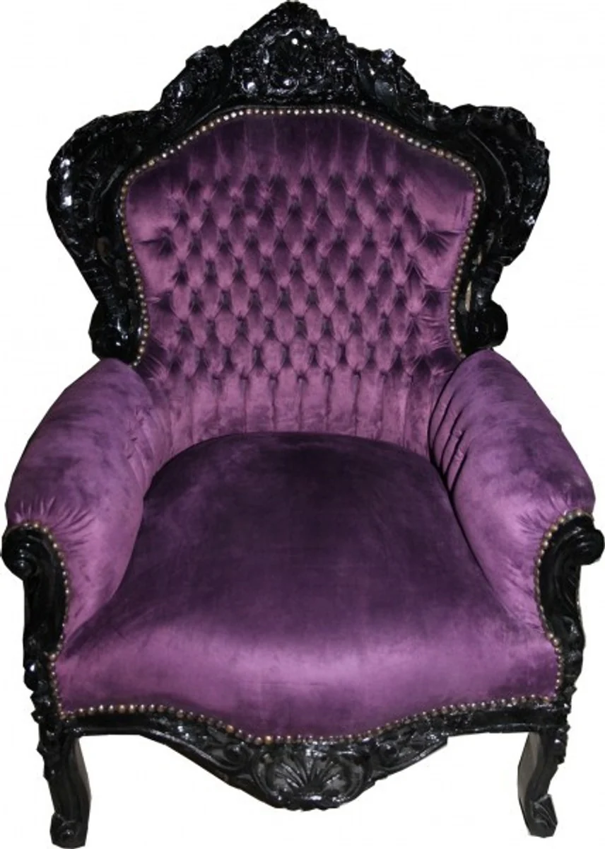 Baroque armchair King purple/black