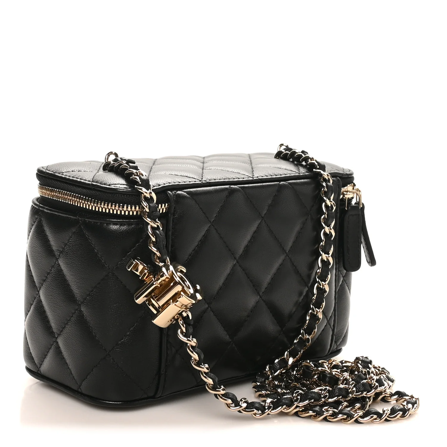 Lambskin Quilted Small CC Vanity Case Black - Top Club