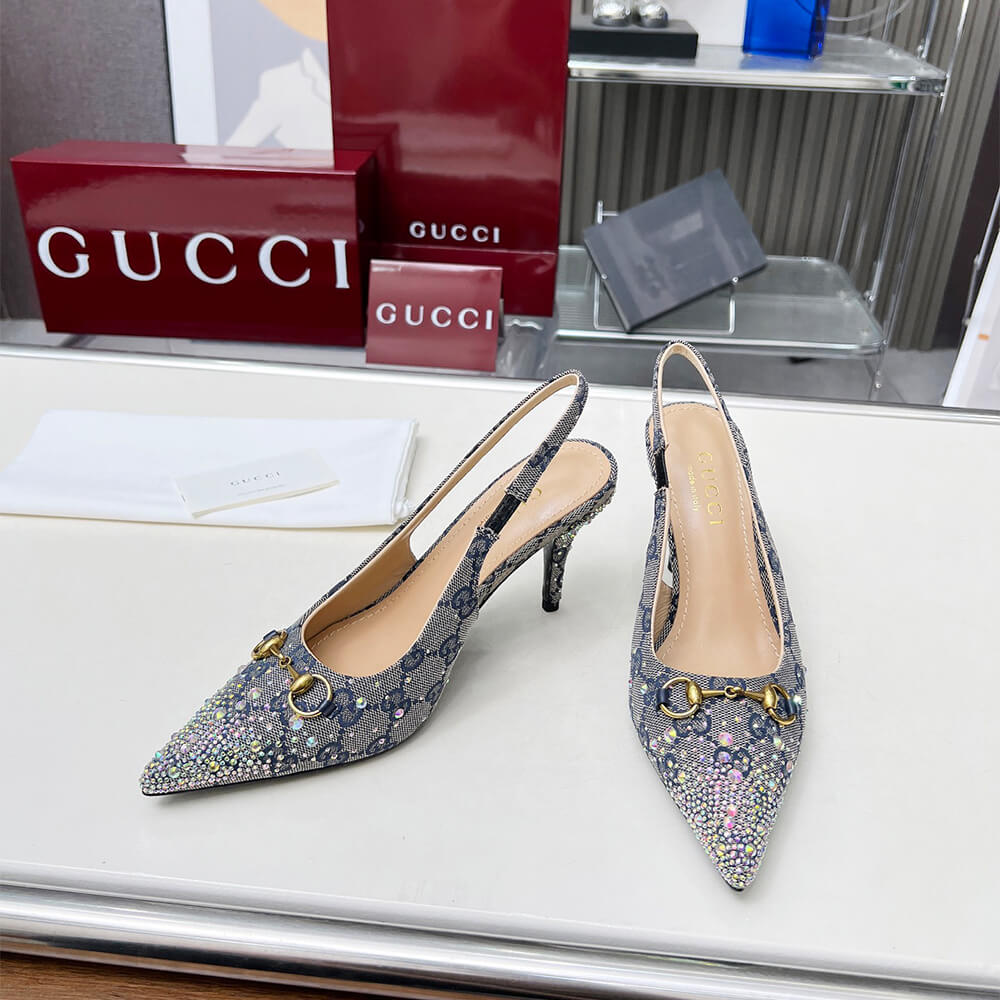 Gucci Women s slingback pump with crystal Horsebit - Top Club