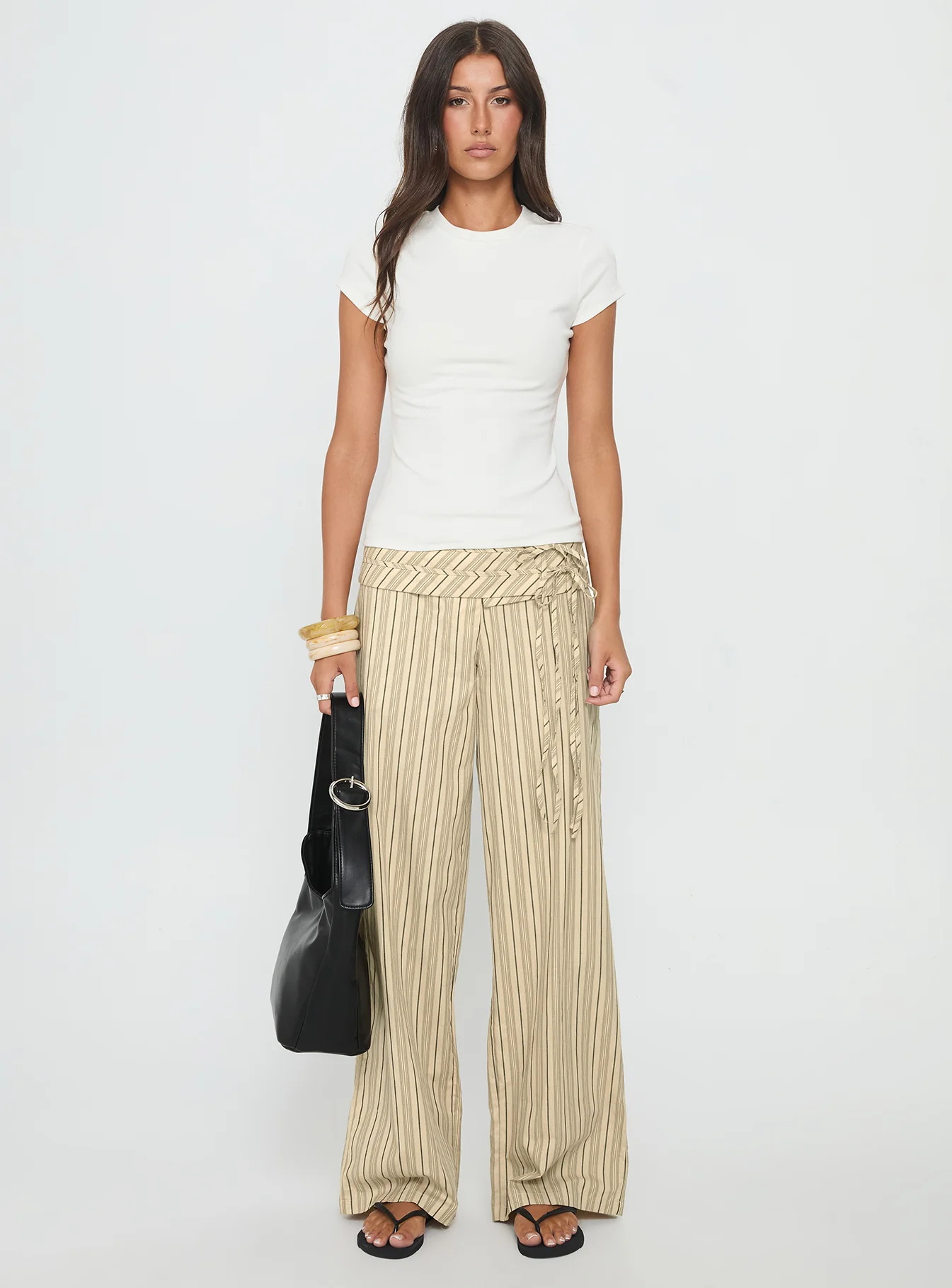 Seneca Wrap Pant Beige Stripe