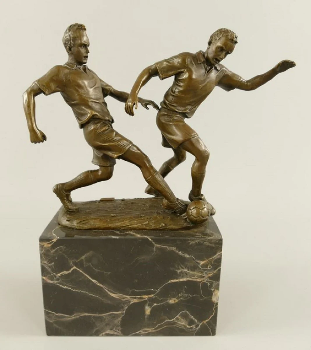 Bronze sculpture 2 football players bronze / gray H. 23 cm - desk decoration