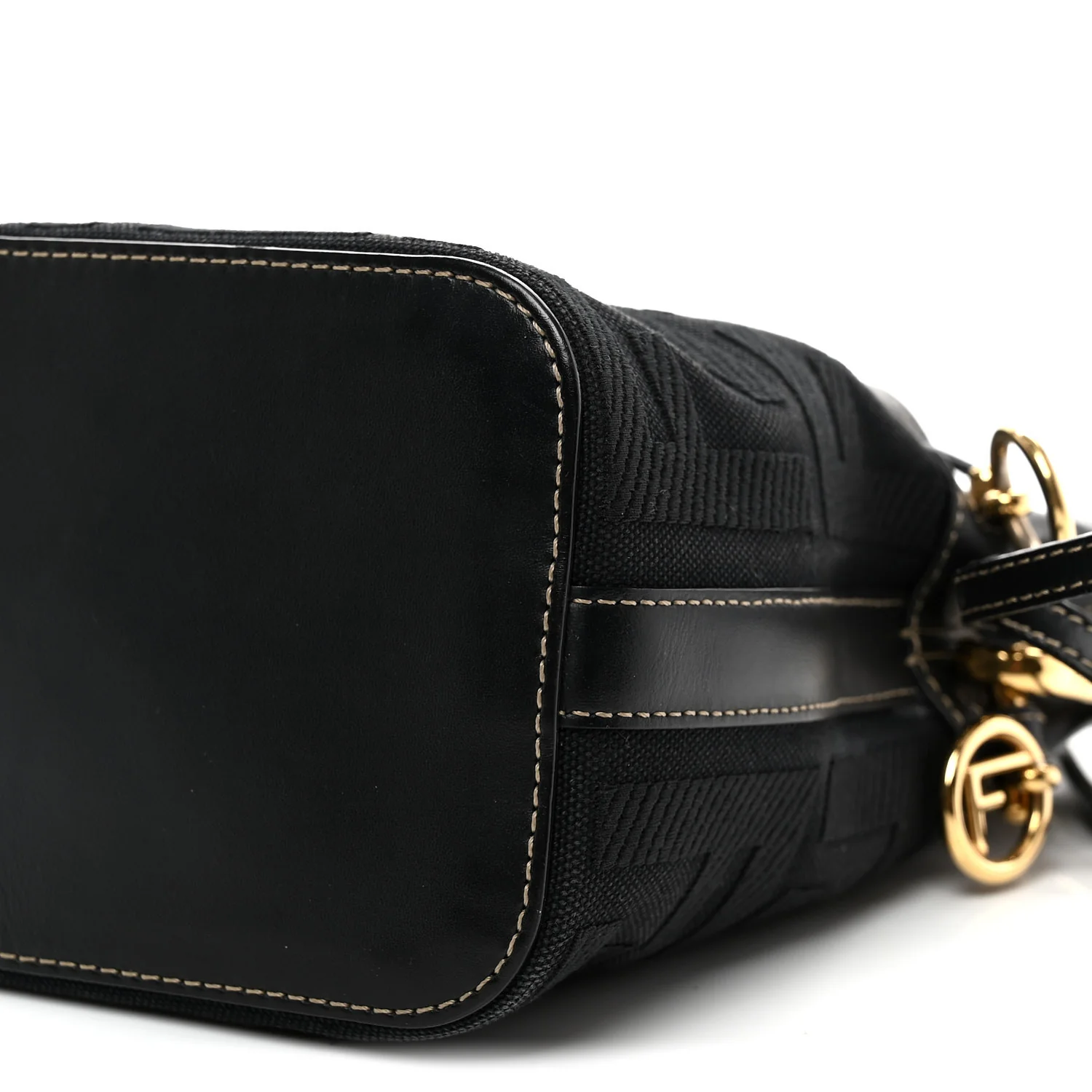 Canvas Vitello King F is Fendi FF Embroidered Mini Mon Tresor Bucket Bag Black - Top Club