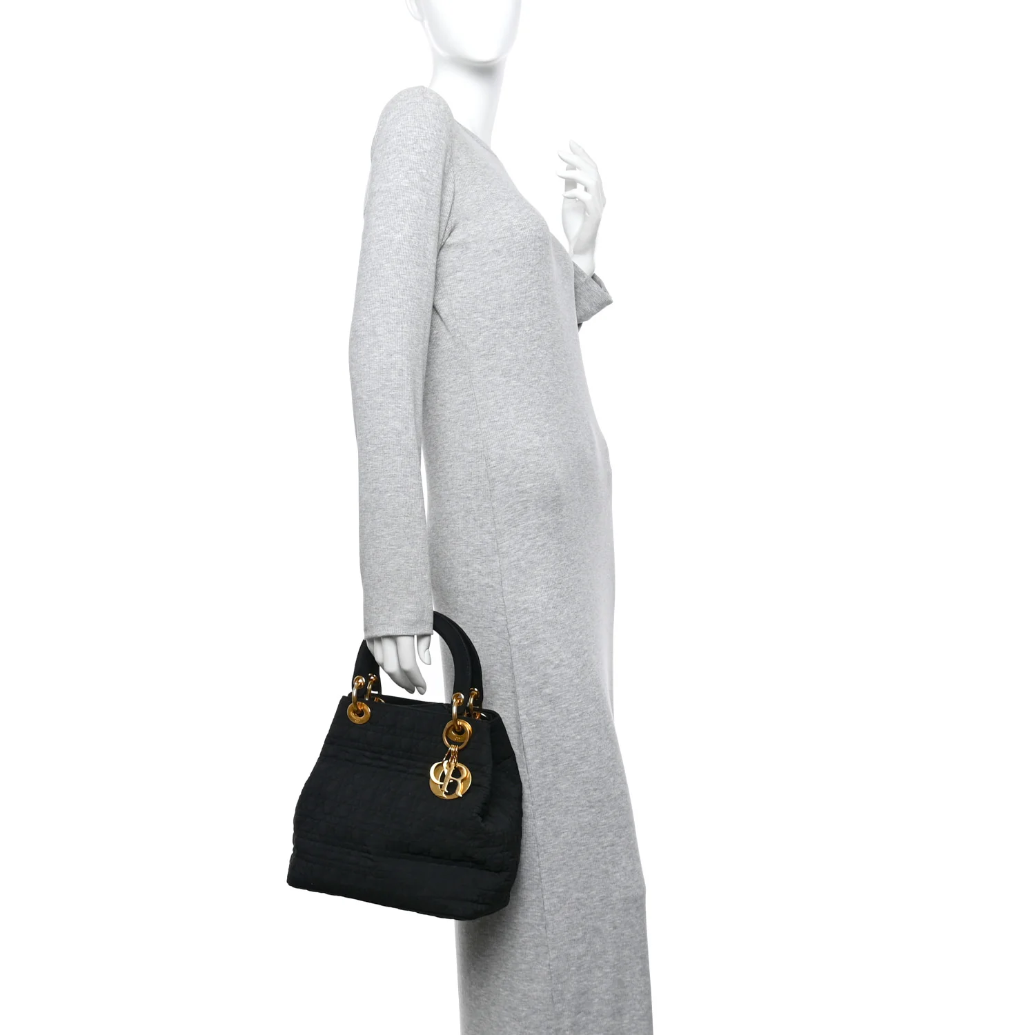 Nylon Cannage Medium Lady Dior Black - Top Club