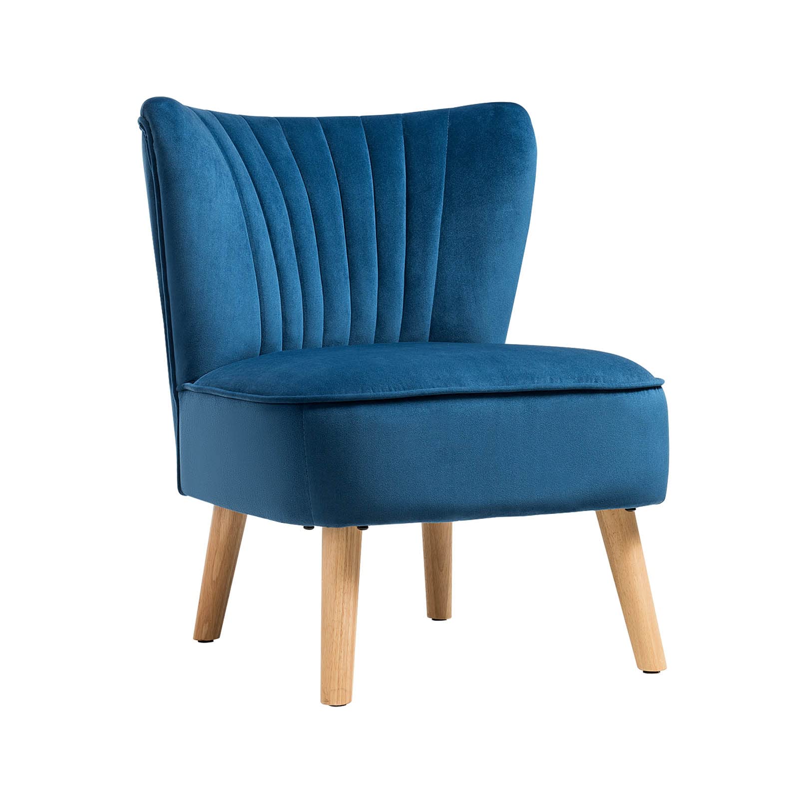 BEFOUNDLOVELY Upholstered Armless Accent Chair w/Rubber Wood Legs & Thick Sponge Seat