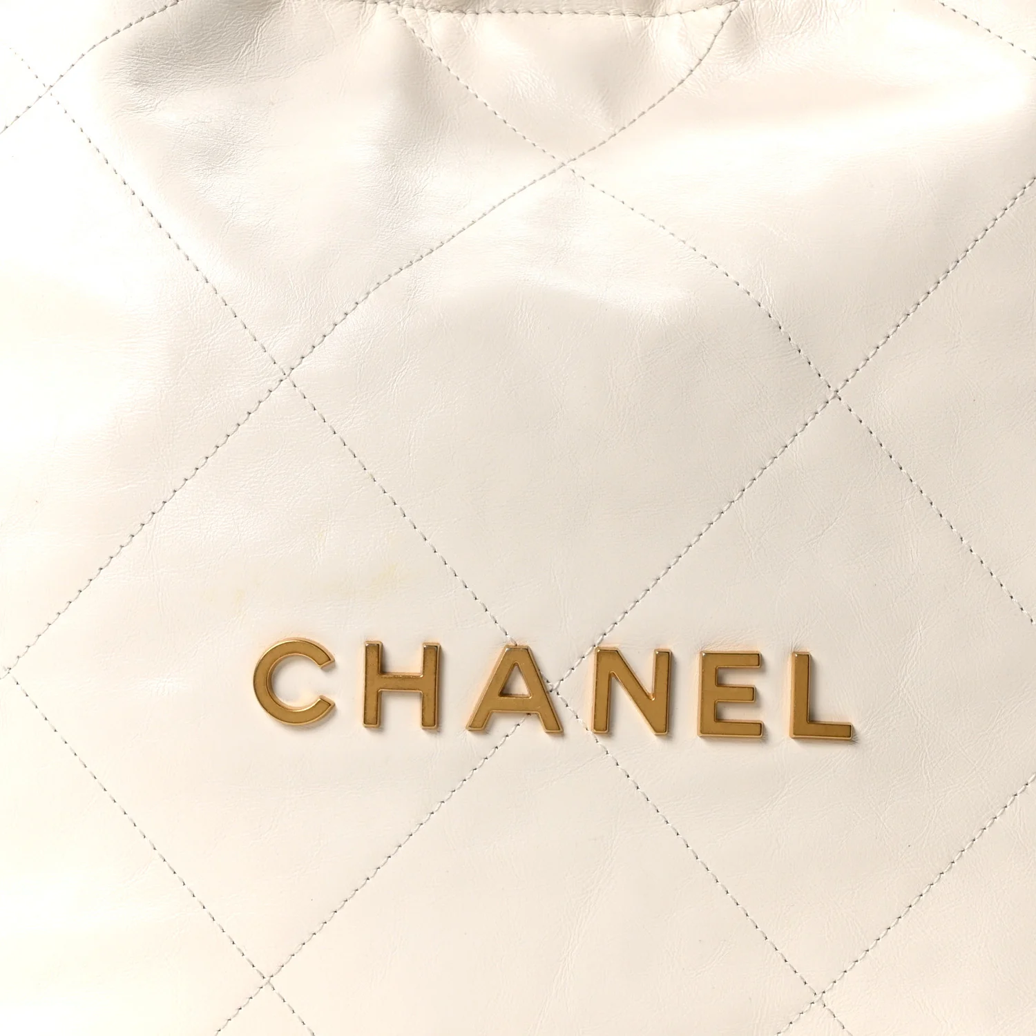Shiny Calfskin Quilted Small Chanel 22 White - Top Club
