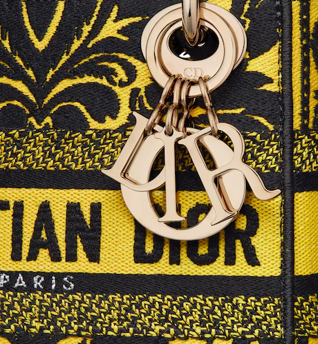 MINI LADY D-LITE BAG Yellow Multicolor Ornamental Embroidery - Top Club