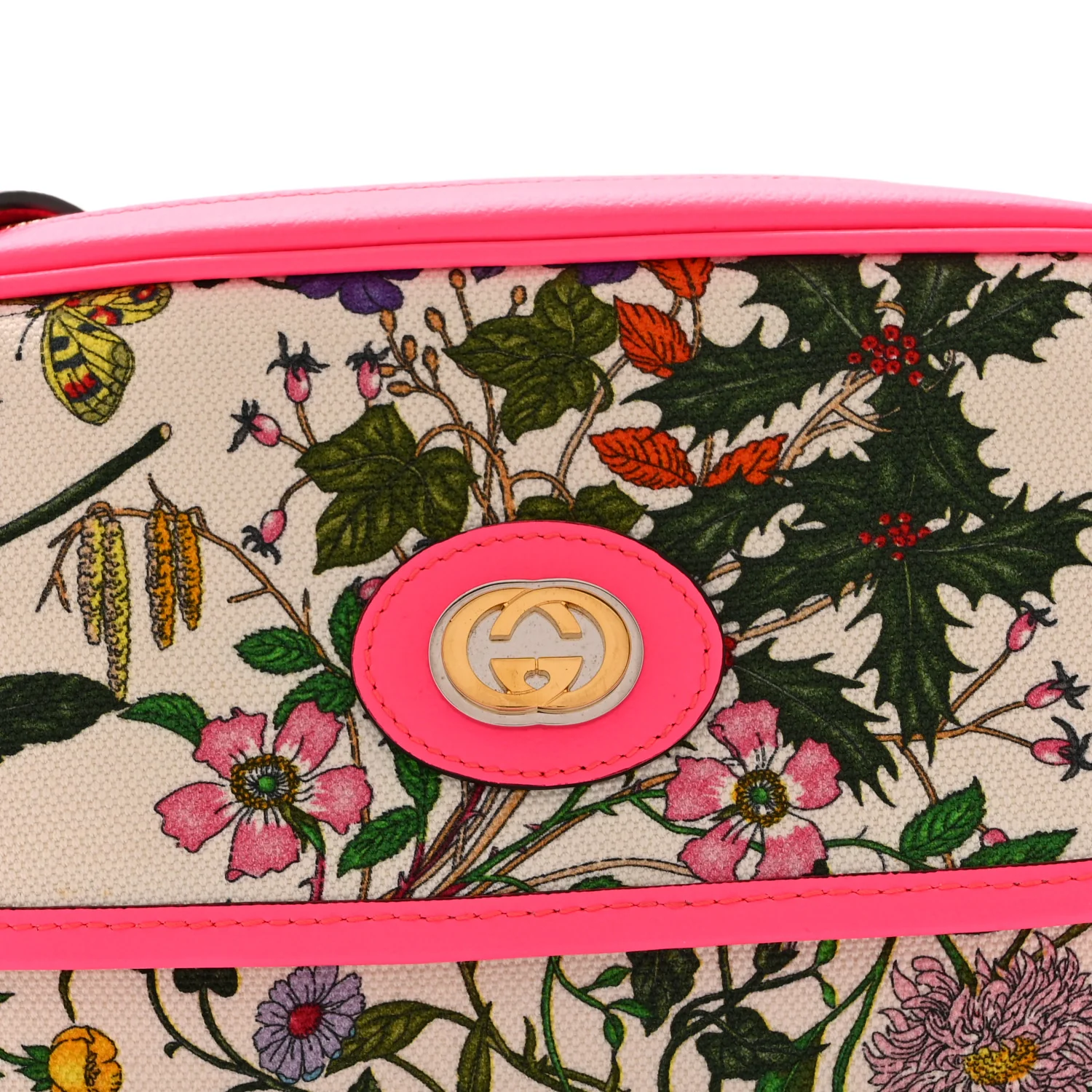 Canvas Flora Floral Shoulder Bag White Fuchsia Fluo - Top Club