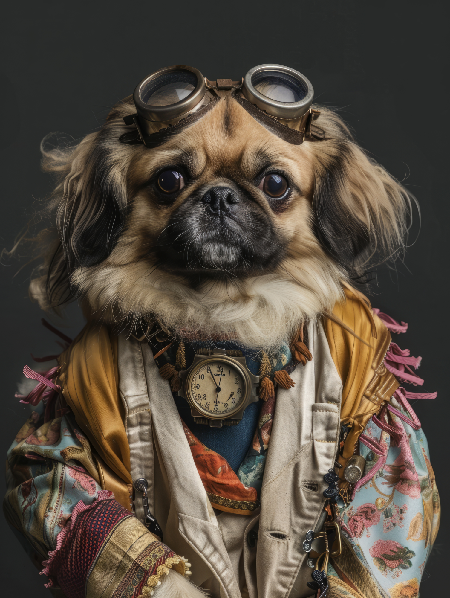 Canvas schilderij van een Pekingees hond 100x200 cm