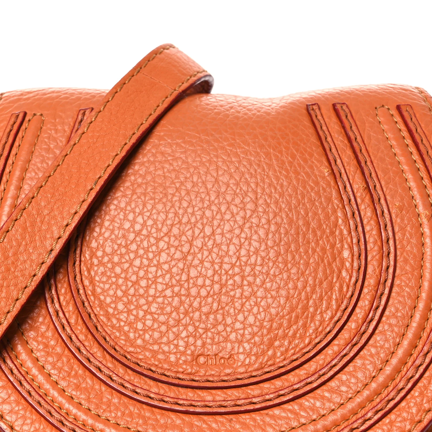 Grained Calfskin Small Marcie Saddle Bag Wood Rose - Top Club