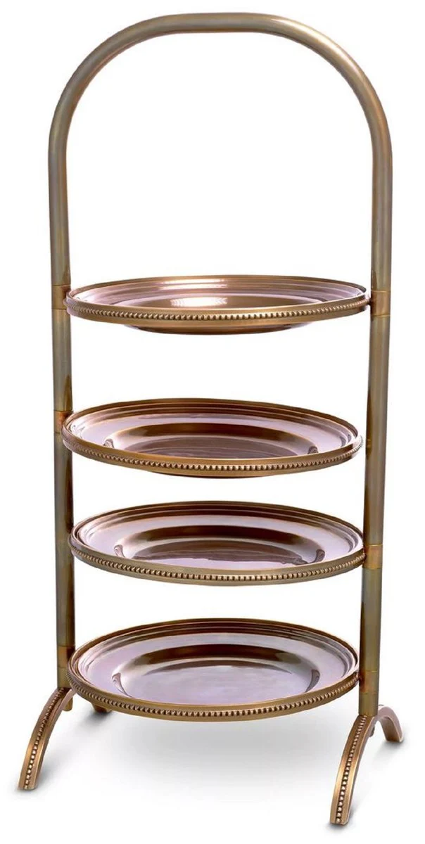 Luxury etagere with carrying handle vintage brass 21 x 18.5 x H. 47.5 cm - Gastronomy Accessories - Restaurant Accessories - Hotel Accessories - Luxury Accessories - Luxury Quality