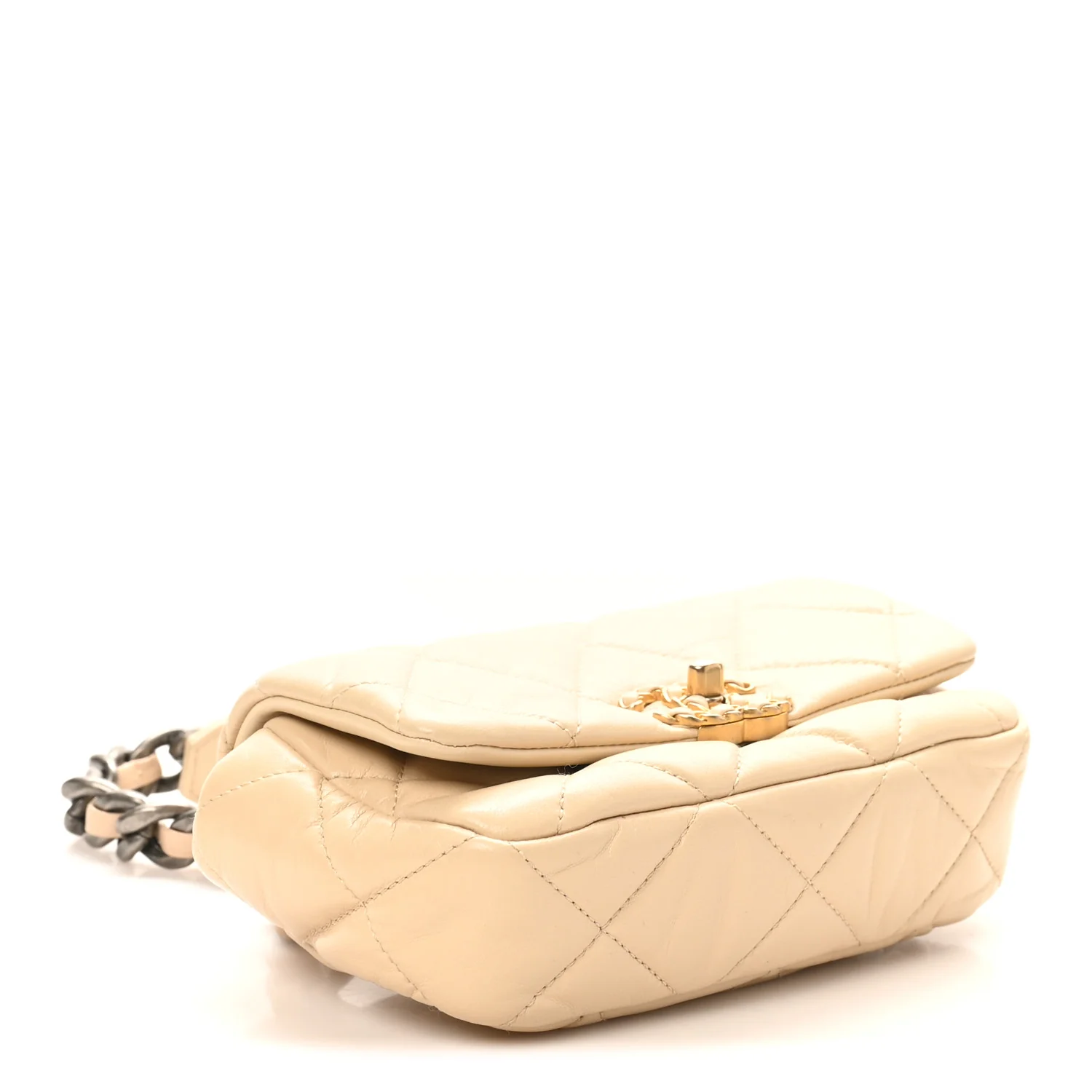 Goatskin Quilted 19 Waist Bag Light Beige - Top Club