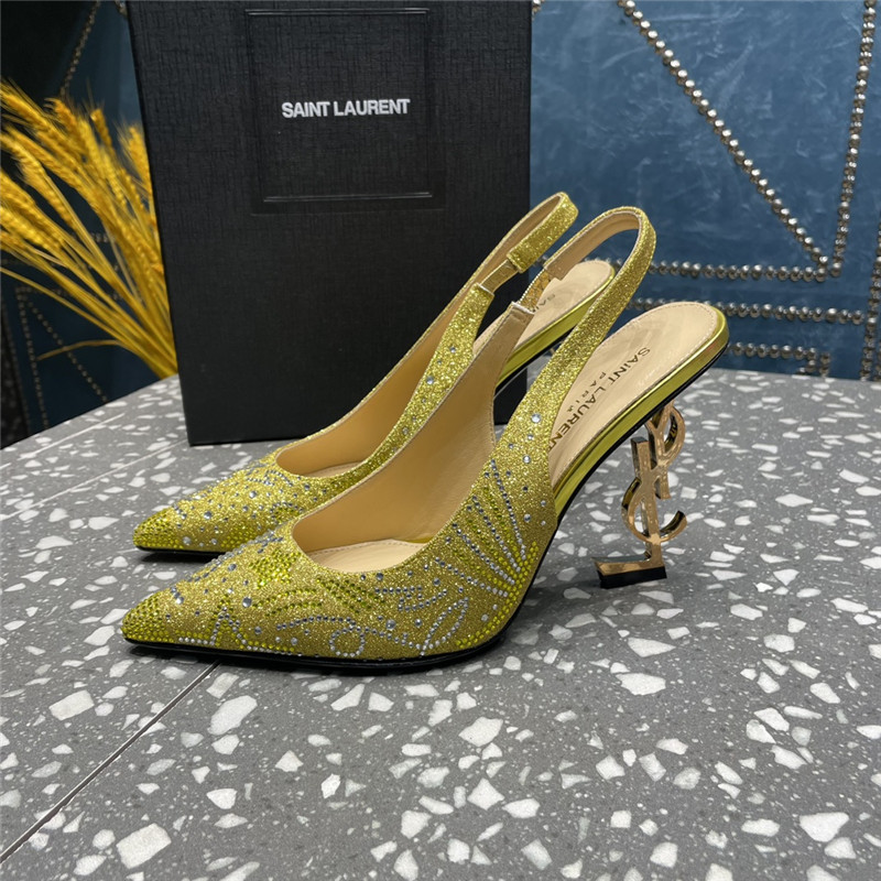 YSL rhinestone high heel classic logo letter high heel sandals - Sneaker Replica Workshop