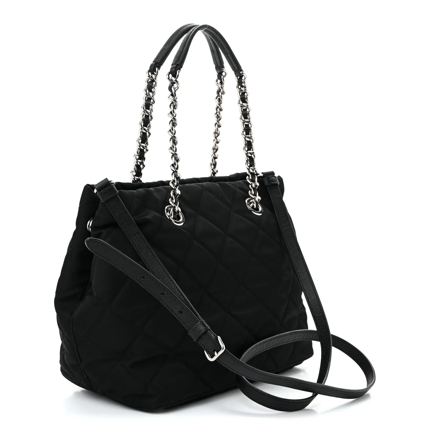 Nylon Tessuto Impuntu Quilted Tote Black - Top Club