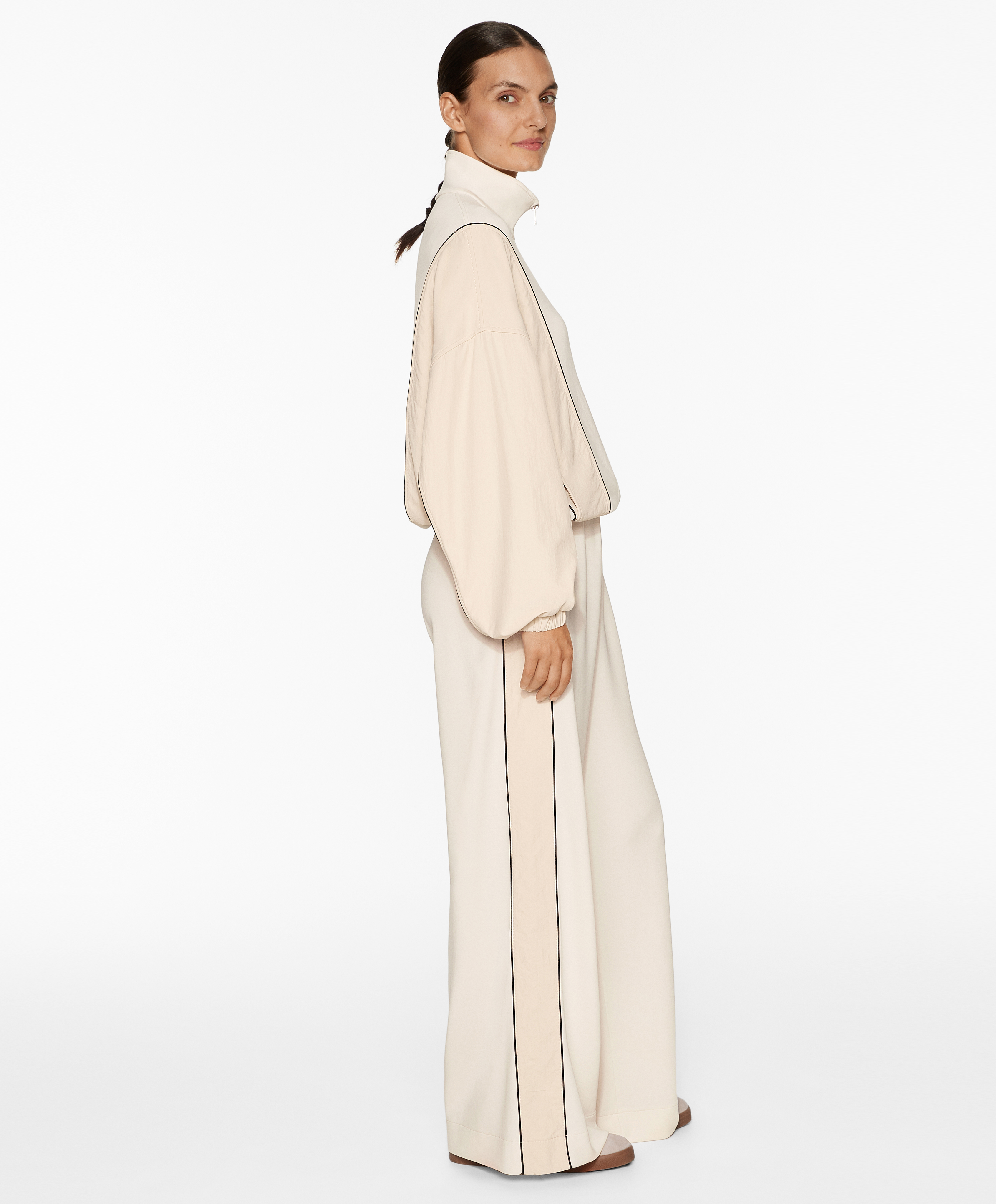 OYSHO Side appliqué straight-leg trousers with modal