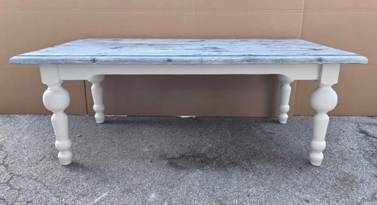 Country house style coffee table gray / white 120 cm - country house style living room furniture