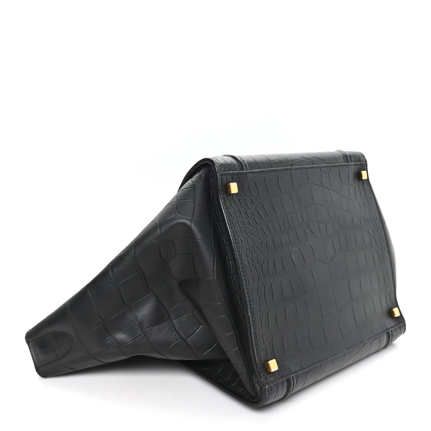 Crocodile Embossed Calfskin Medium Phantom Luggage Black - Top Club