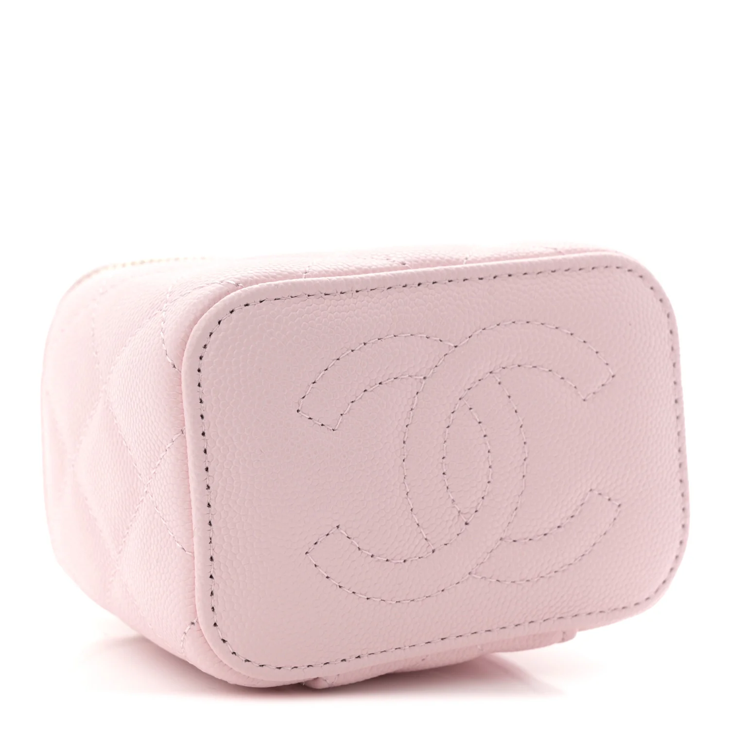 Caviar Quilted Mini Vanity Case With Chain Light Pink - Top Club