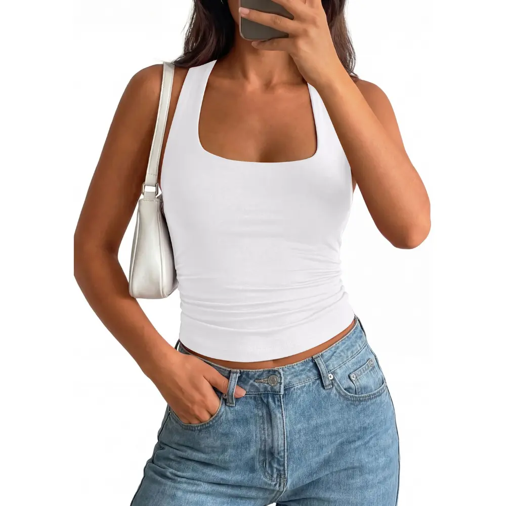 PrettyGarden Women's Summer Halter Tank Tops Y2K Sleeveless Slim Fitted Backless Shirts Going Out Spring Workout Clothes