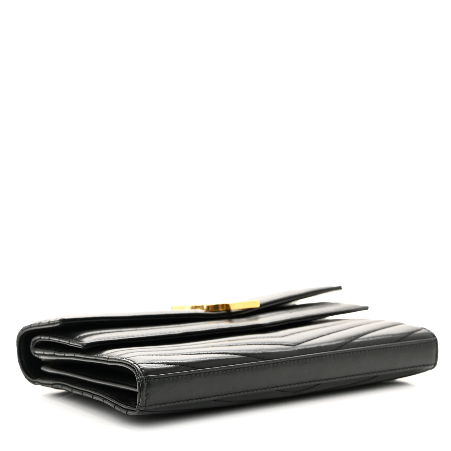 Lambskin Matelasse Chevron Monogram Sulpice Chain Wallet Black - Top Club