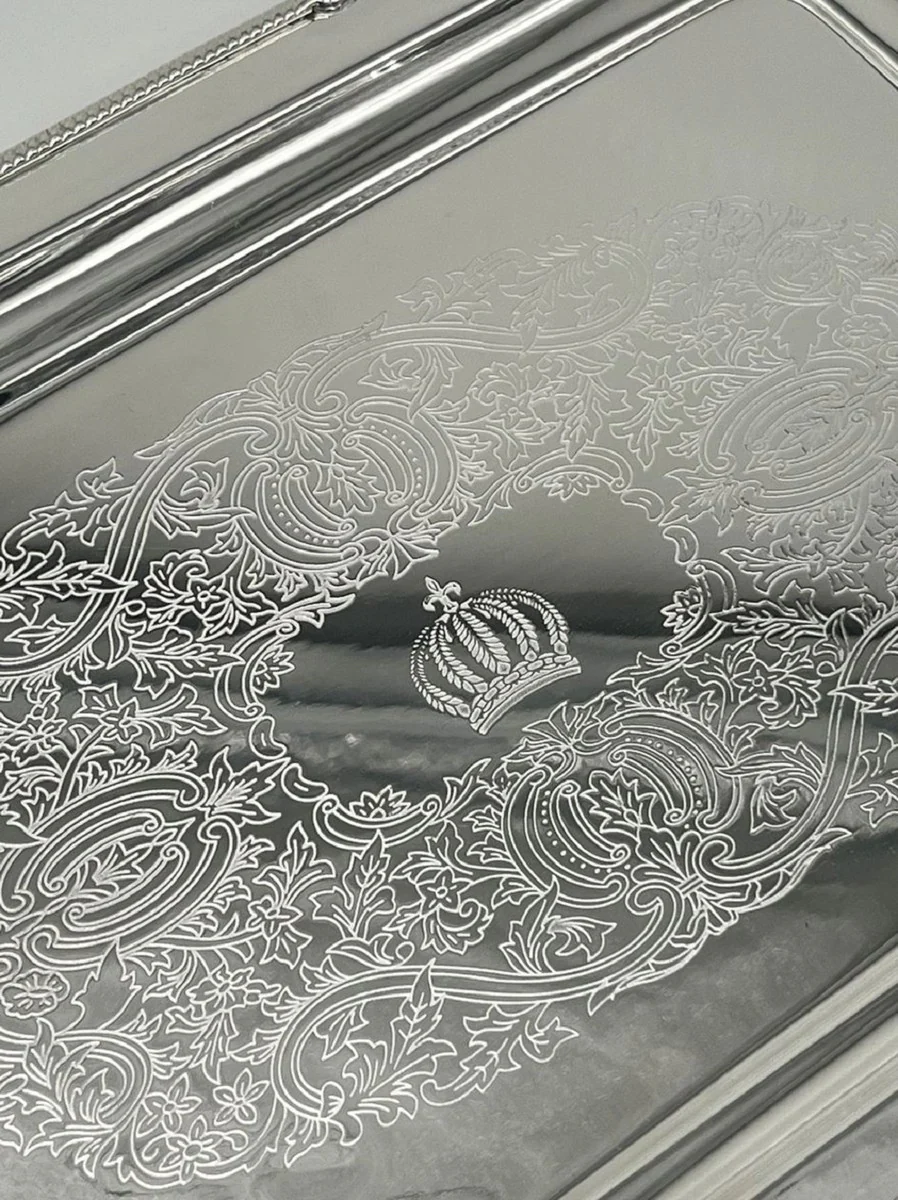 Pompöös by Luxury Baroque Serving Tray Crown Silver 47 cm - designed by Harald Glööckler