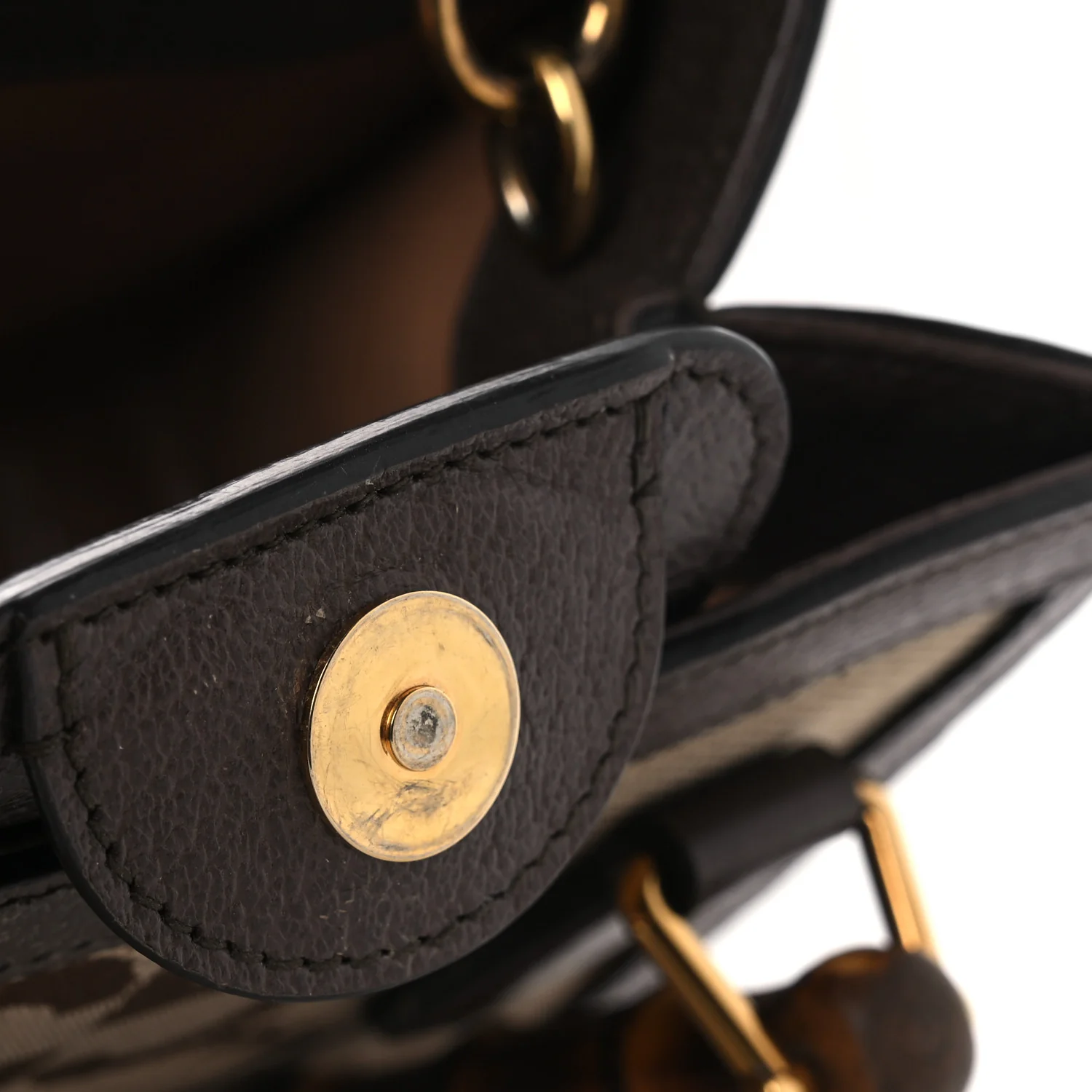 Monogram Jumbo GG Textured Dollar Calfskin Mini Diana Tote Bag Camel Ebony New Acero - Top Club