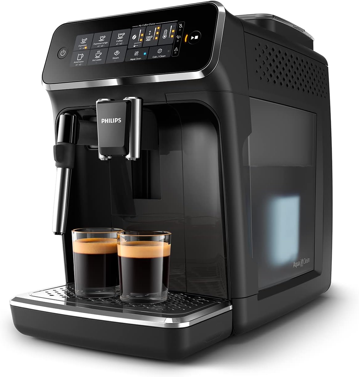 PHILIPS 3200 Series Fully Automatic Espresso Machine - Classic Milk Frother, 4 Types of Coffee, Intuitive Touch Display, Black, (EP3221/44)