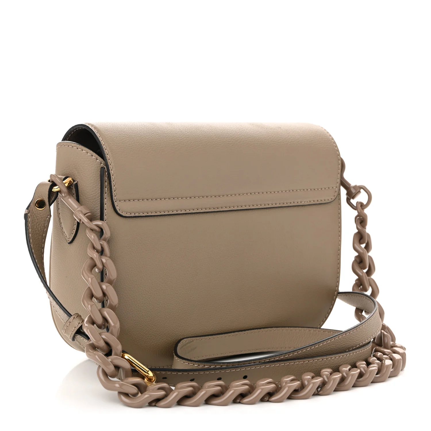 Grained Calfskin La Medusa Flap Shoulder Bag Taupe - Top Club
