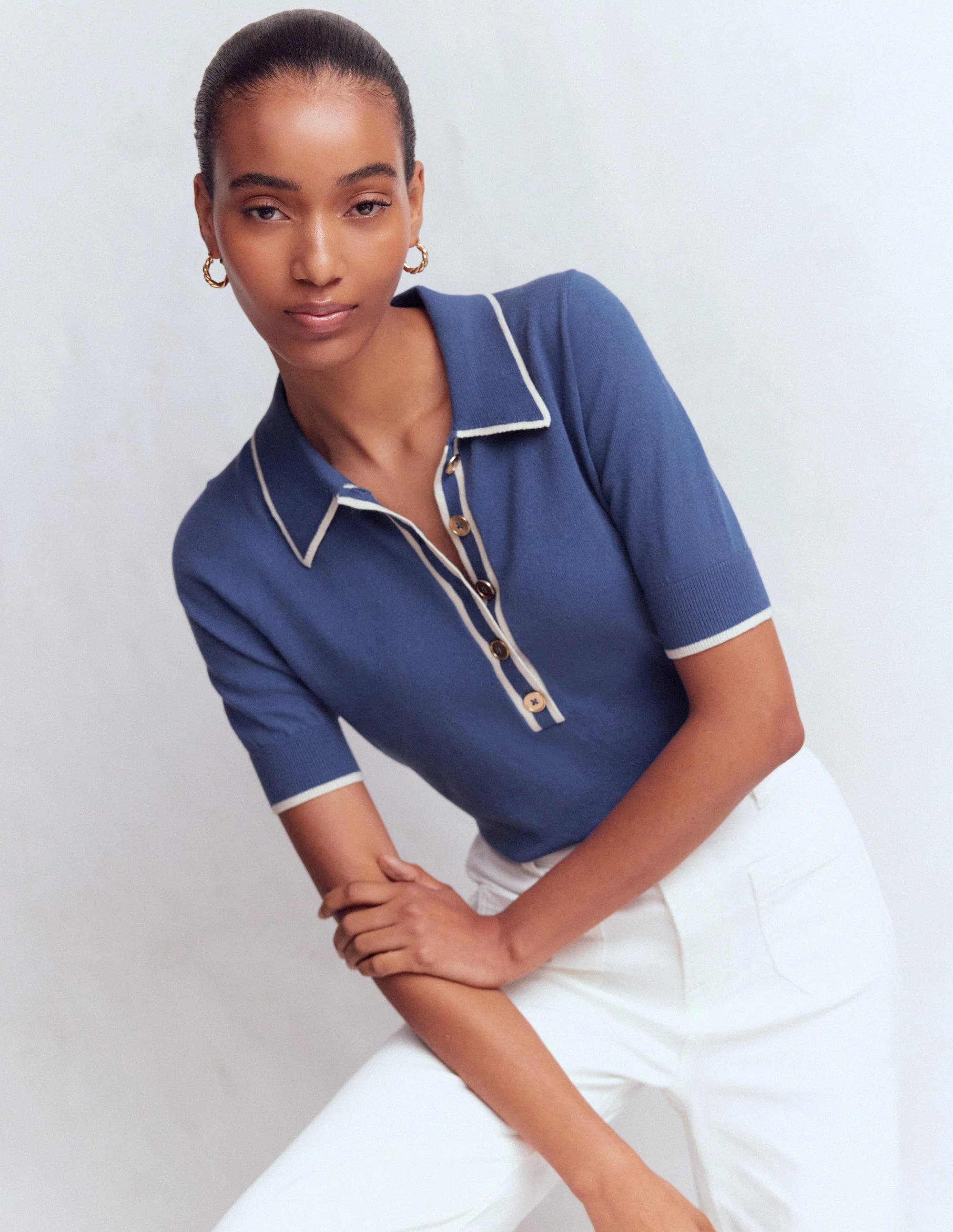 Liz Henley-T-Shirt-Klassisches Marineblau