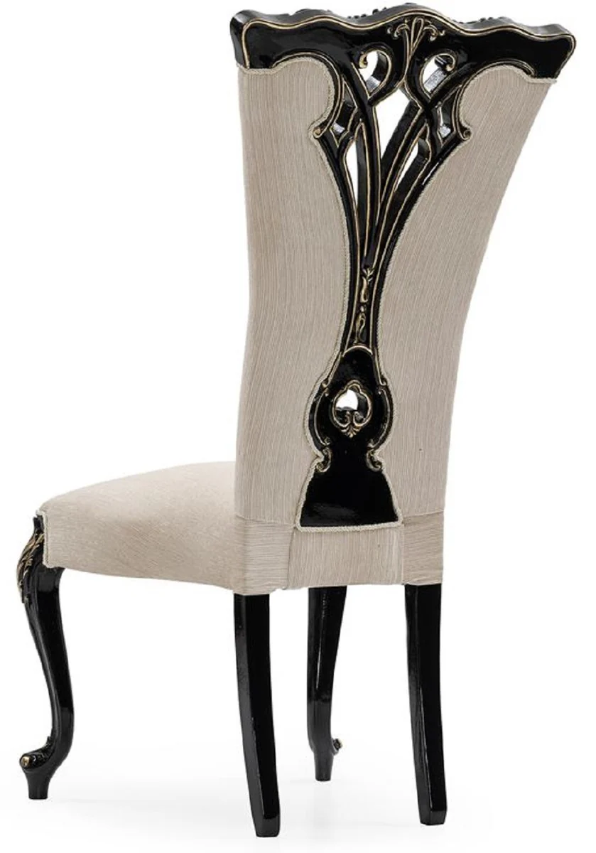Luxury Baroque Dining Room Set Cream / Black / Gold - 1 Baroque Dining Table & 8 Baroque Dining Chairs - Luxury Dining Room Furniture in Baroque Style - Magnificent Baroque Dining Room Furniture