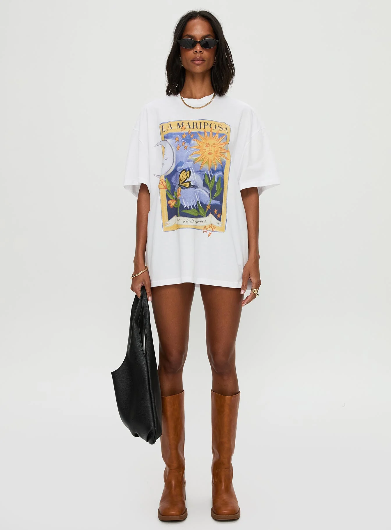 Tarot Card Oversized Graphic Top White / Multi
