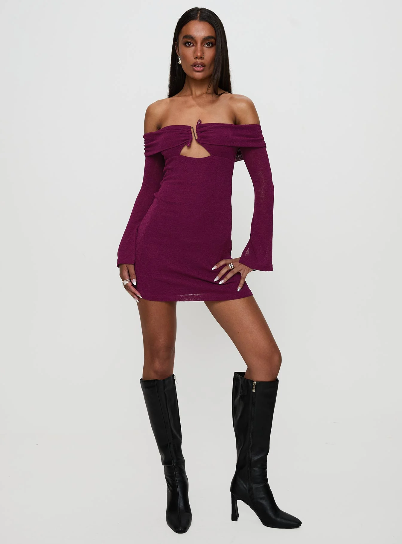 Firenza Long Sleeve Mini Dress Purple