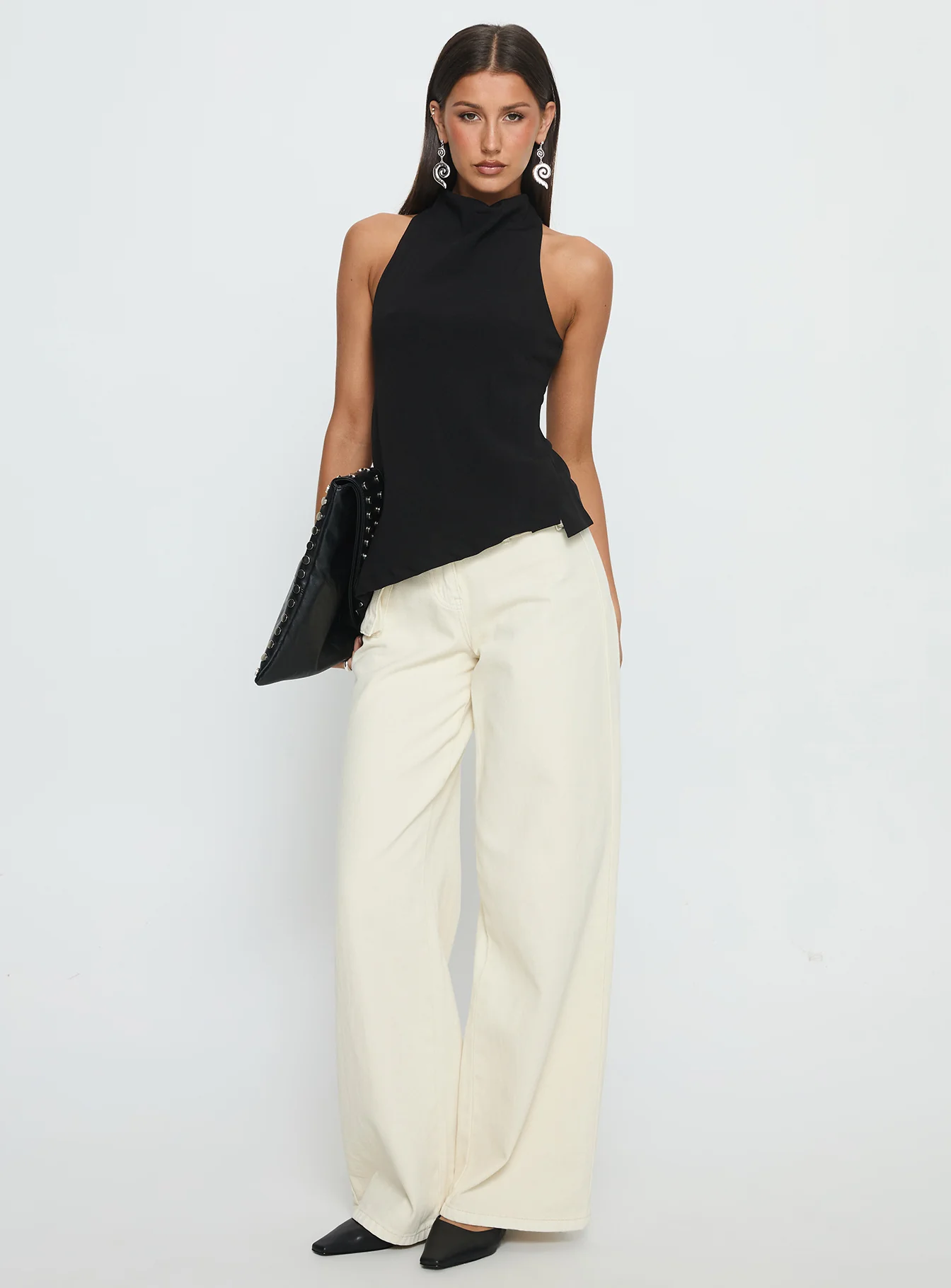 Days Get Dark Asymmetrical Top Black