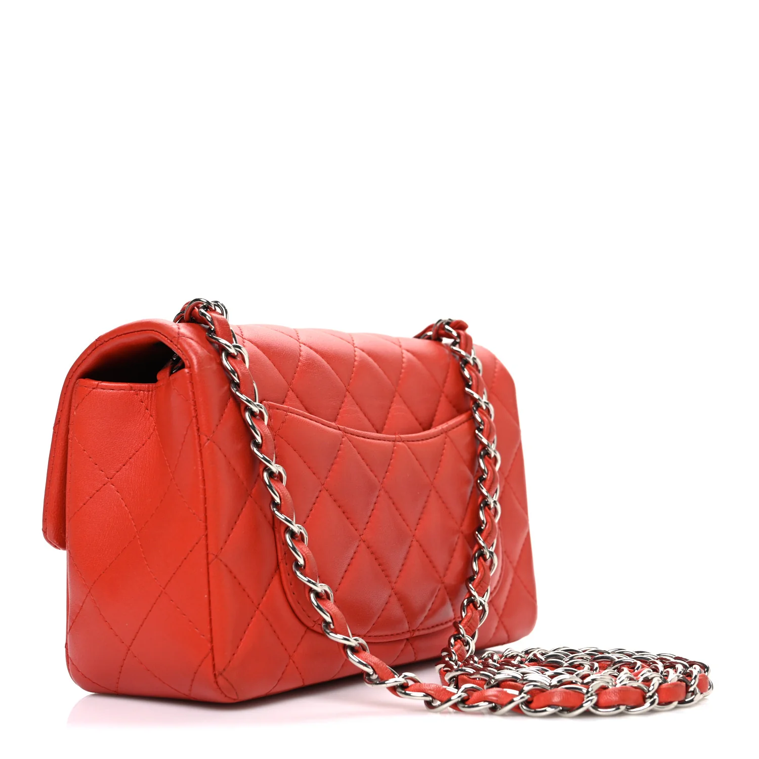 Lambskin Quilted Mini Rectangular Flap Red - Top Club