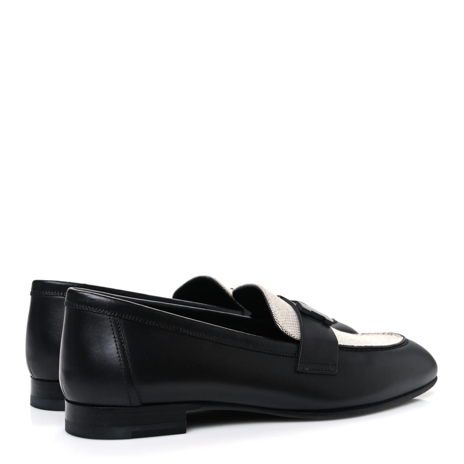 Toile De Coton Calfskin Womens Paris Loafers 37 Black Prunoir - Top Club