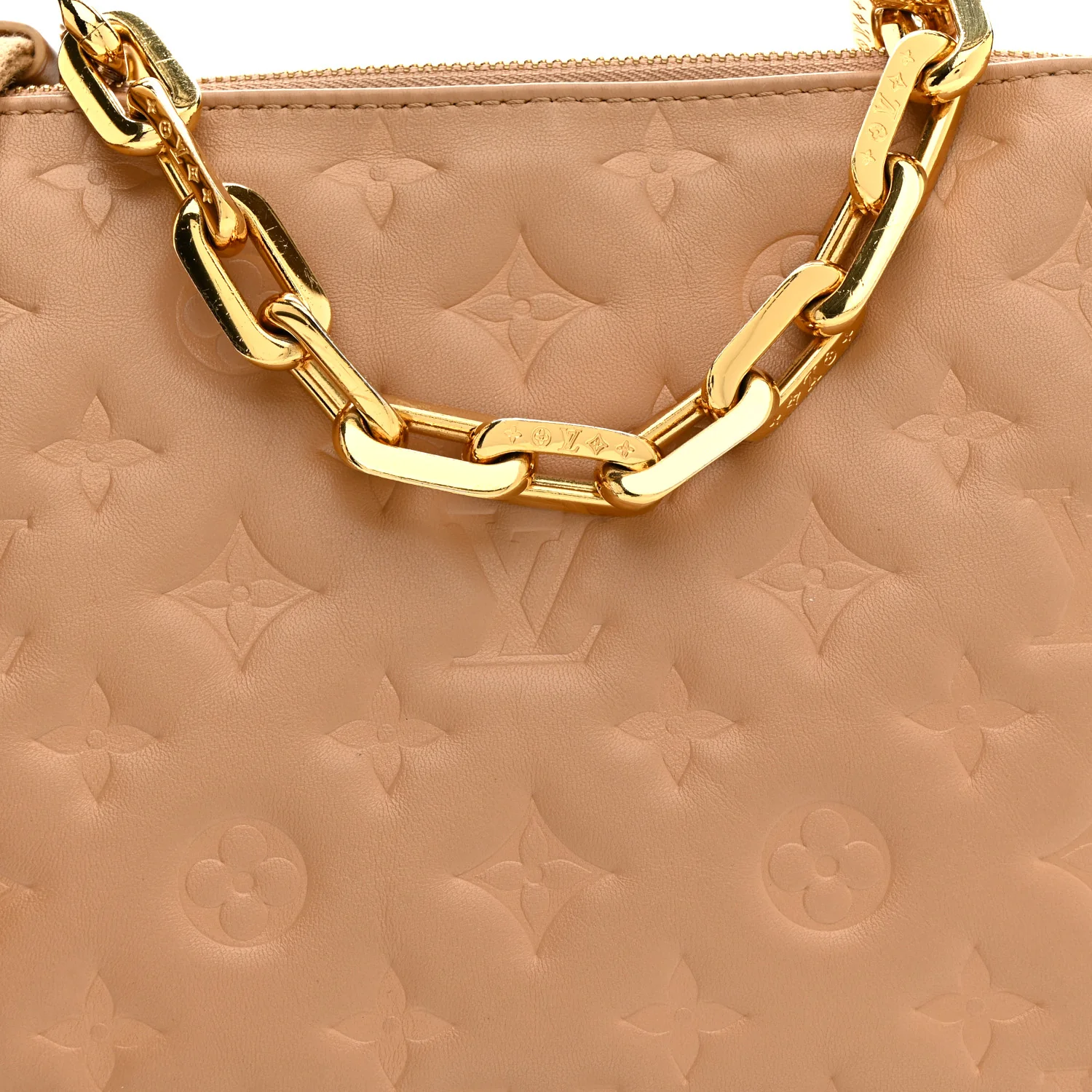 Lambskin Embossed Monogram Coussin PM Camel - Top Club