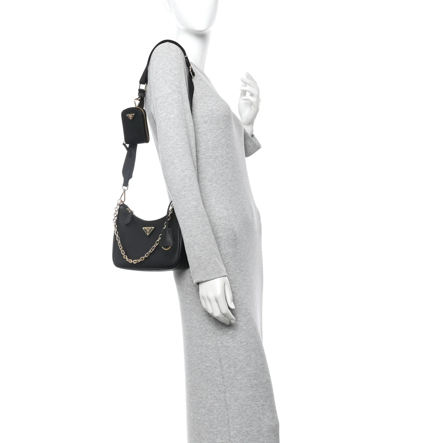 Saffiano Lux Re-Edition 2005 Shoulder Bag Black - Top Club