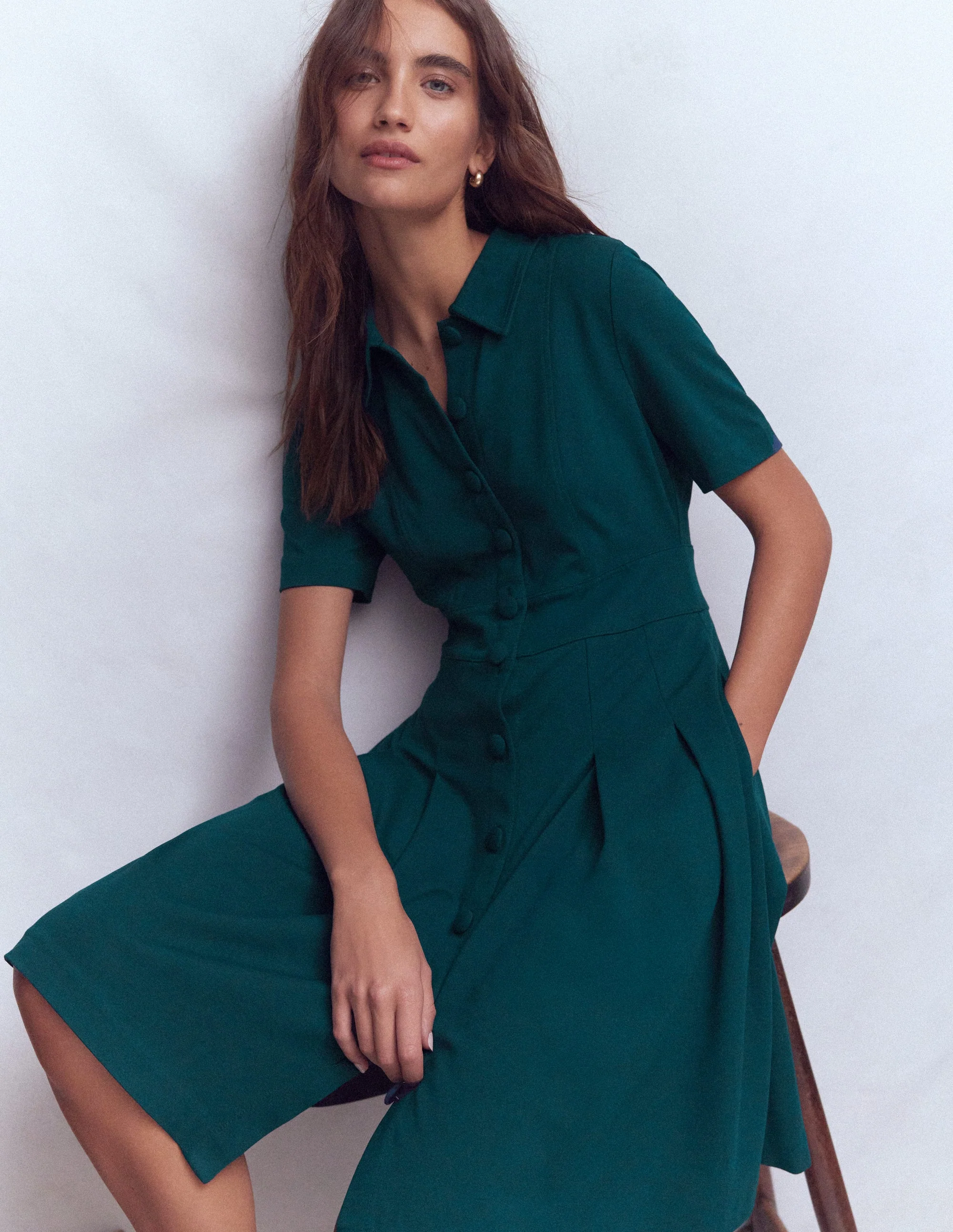 Bridget Kurzes Ponte-Kleid-Mitternachtsblaugrün