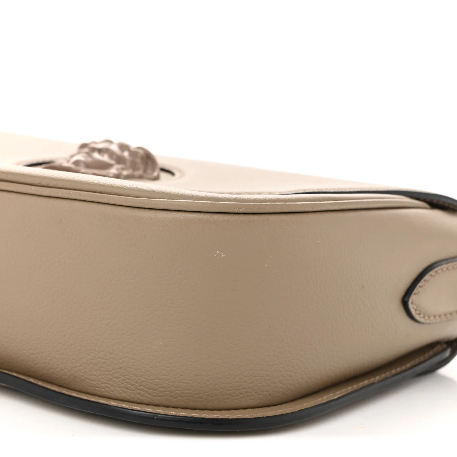 Grained Calfskin La Medusa Flap Shoulder Bag Taupe - Top Club
