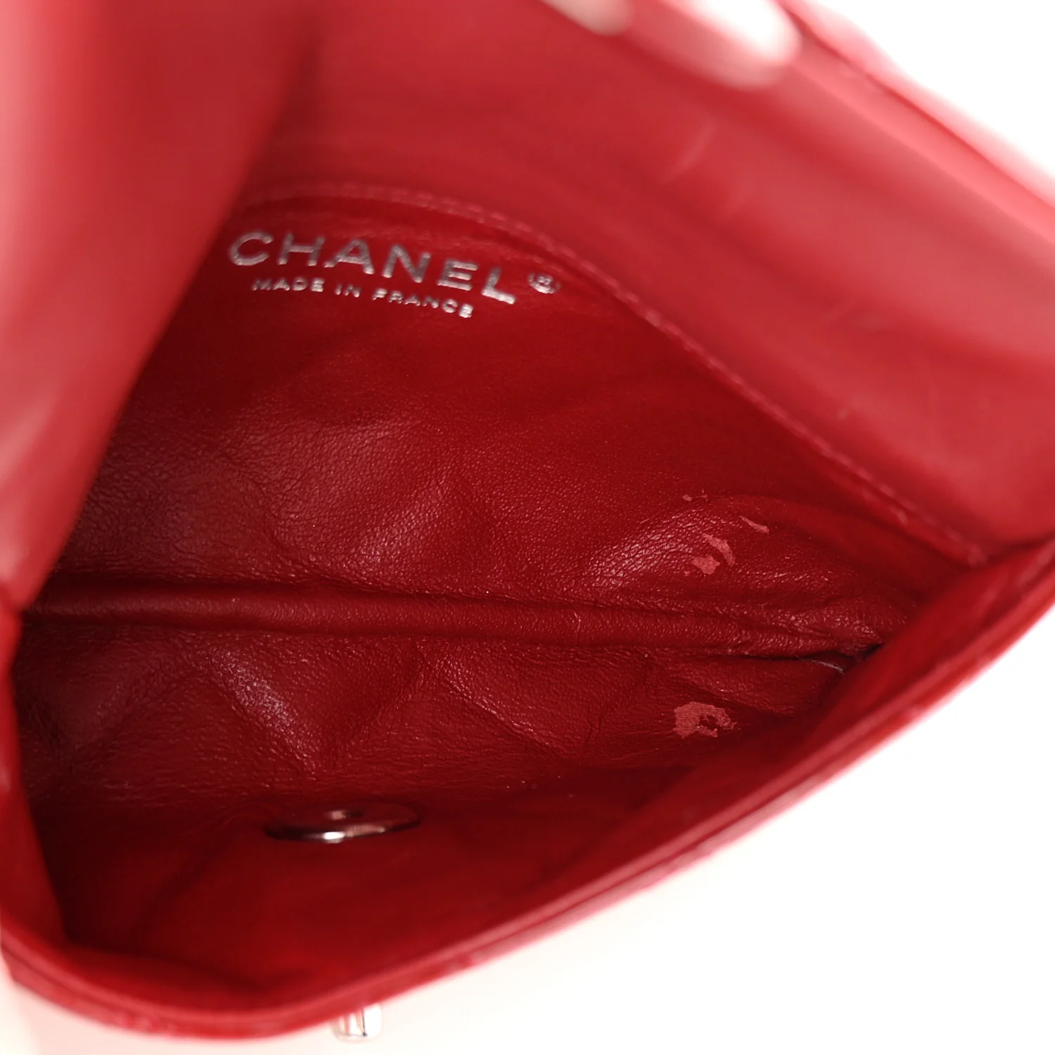 Patent Quilted Mini Flap Clutch With Chain  Red - Top Club
