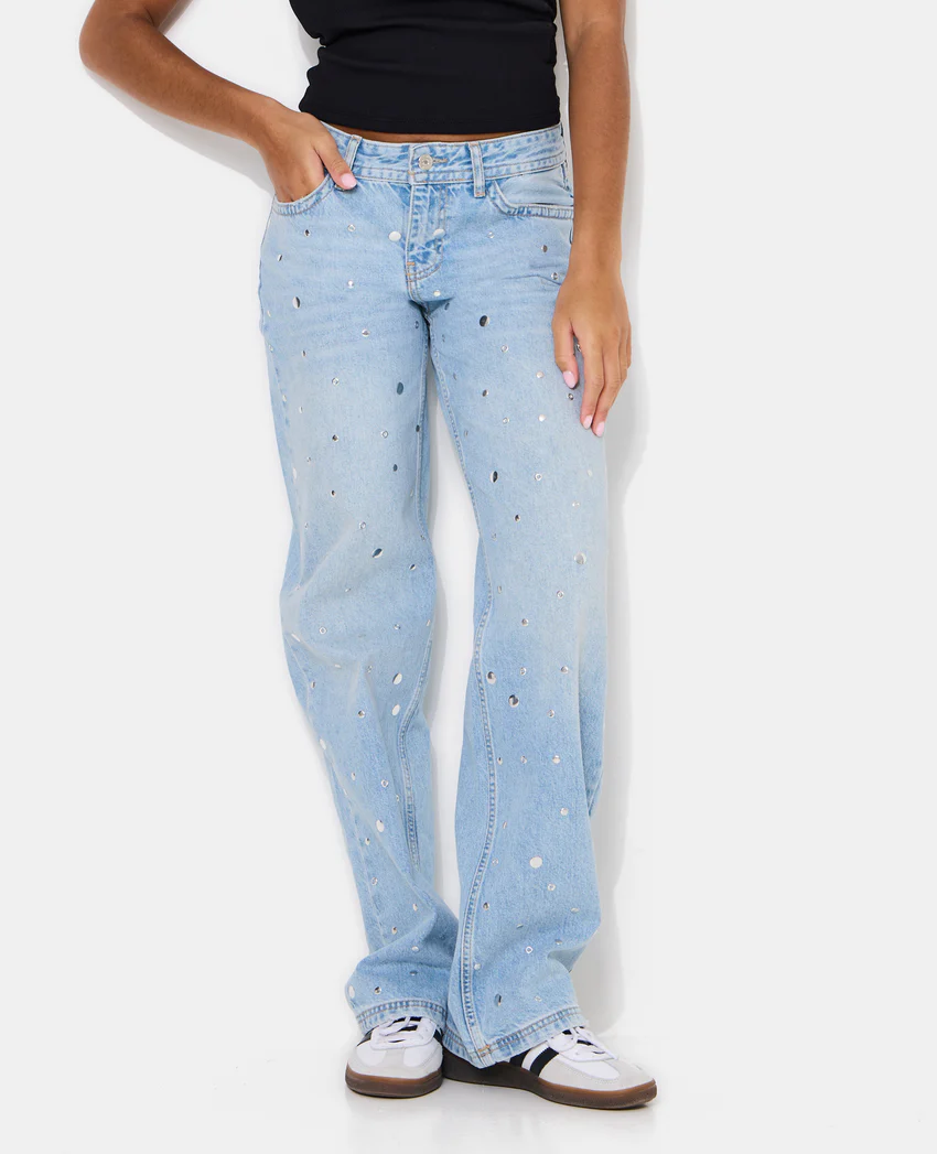 Pimkie Jean wide taille basse avec clous et œillets