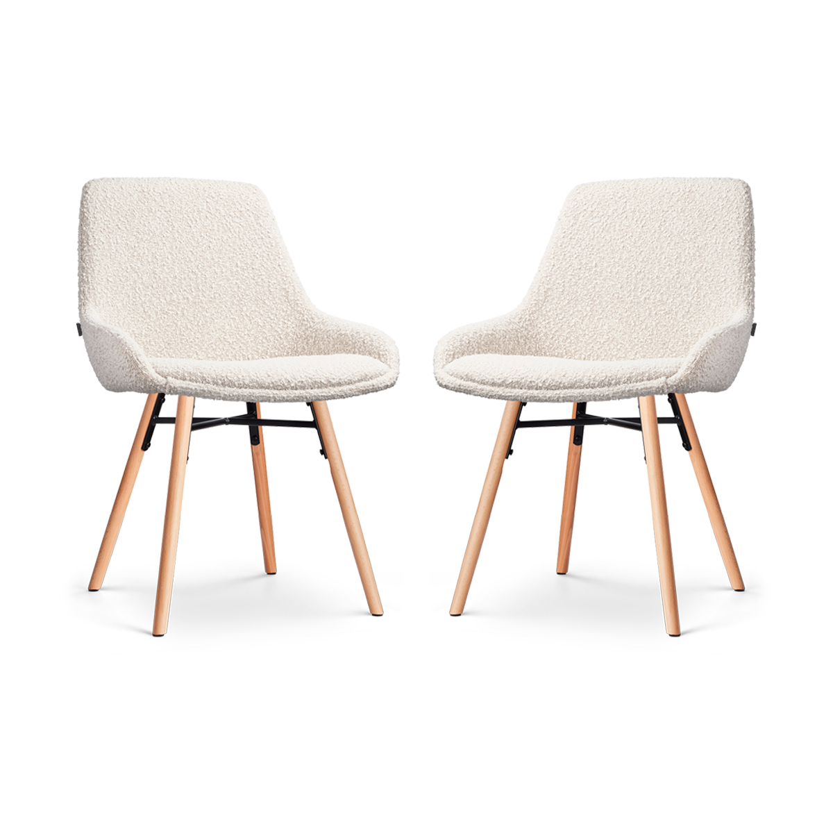 Eetkamerstoel Nena-Isa bouclé beige - naturel - set van 2