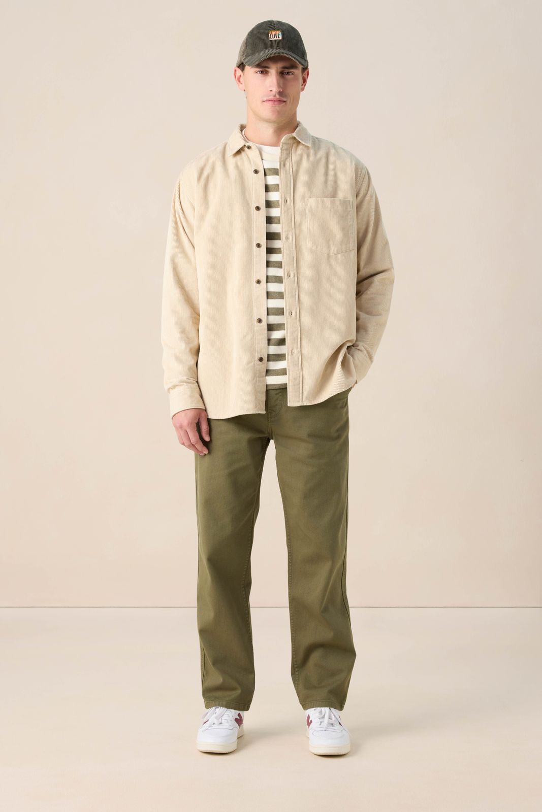 Beige corduroy overhemd