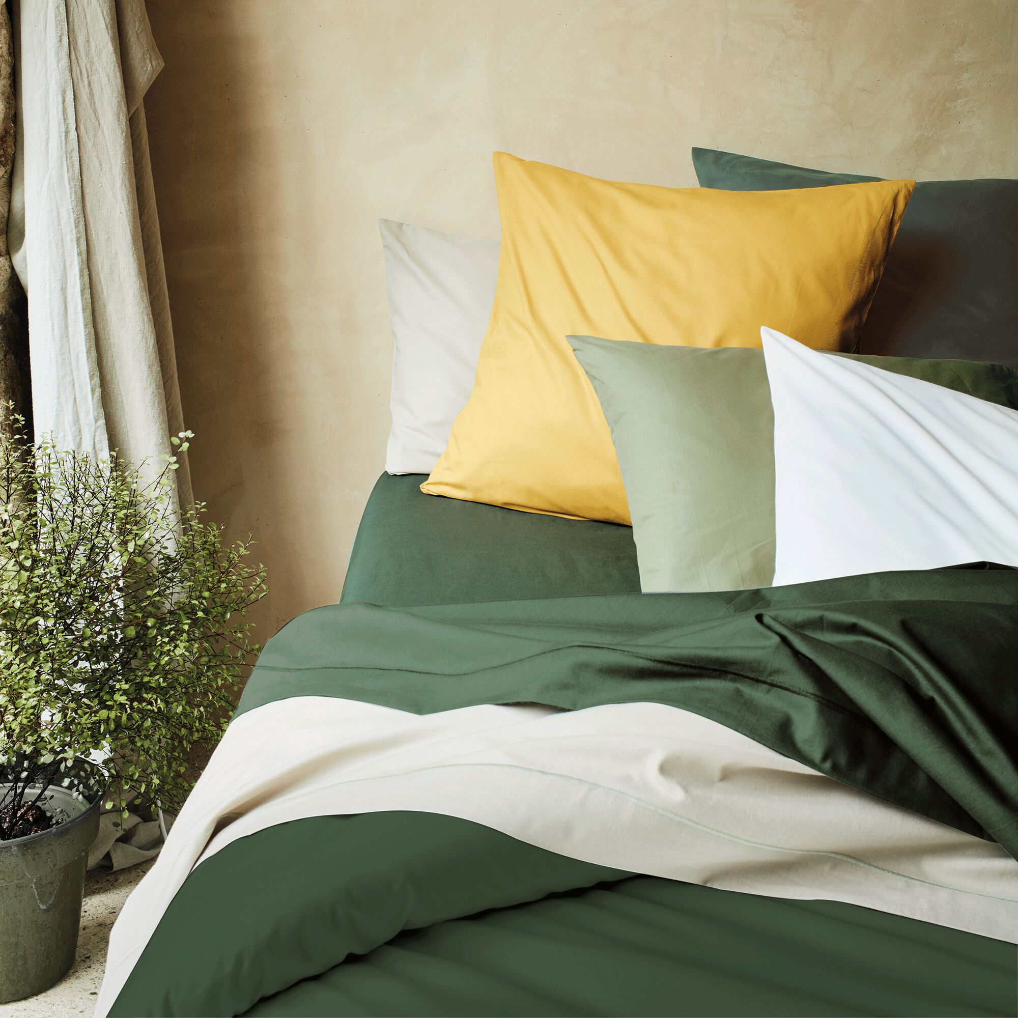 CALANQUES - Housse de couette en coton 240x220cm - vert cèdre