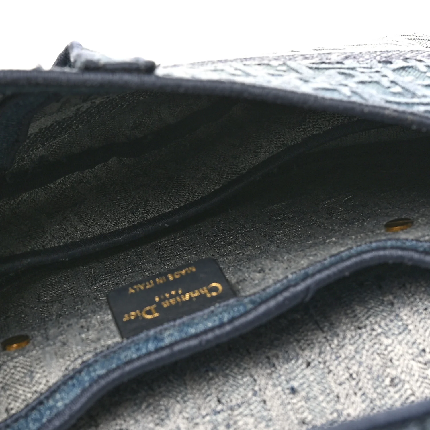 Oblique Embroidered Saddle Bag Denim Blue - Top Club