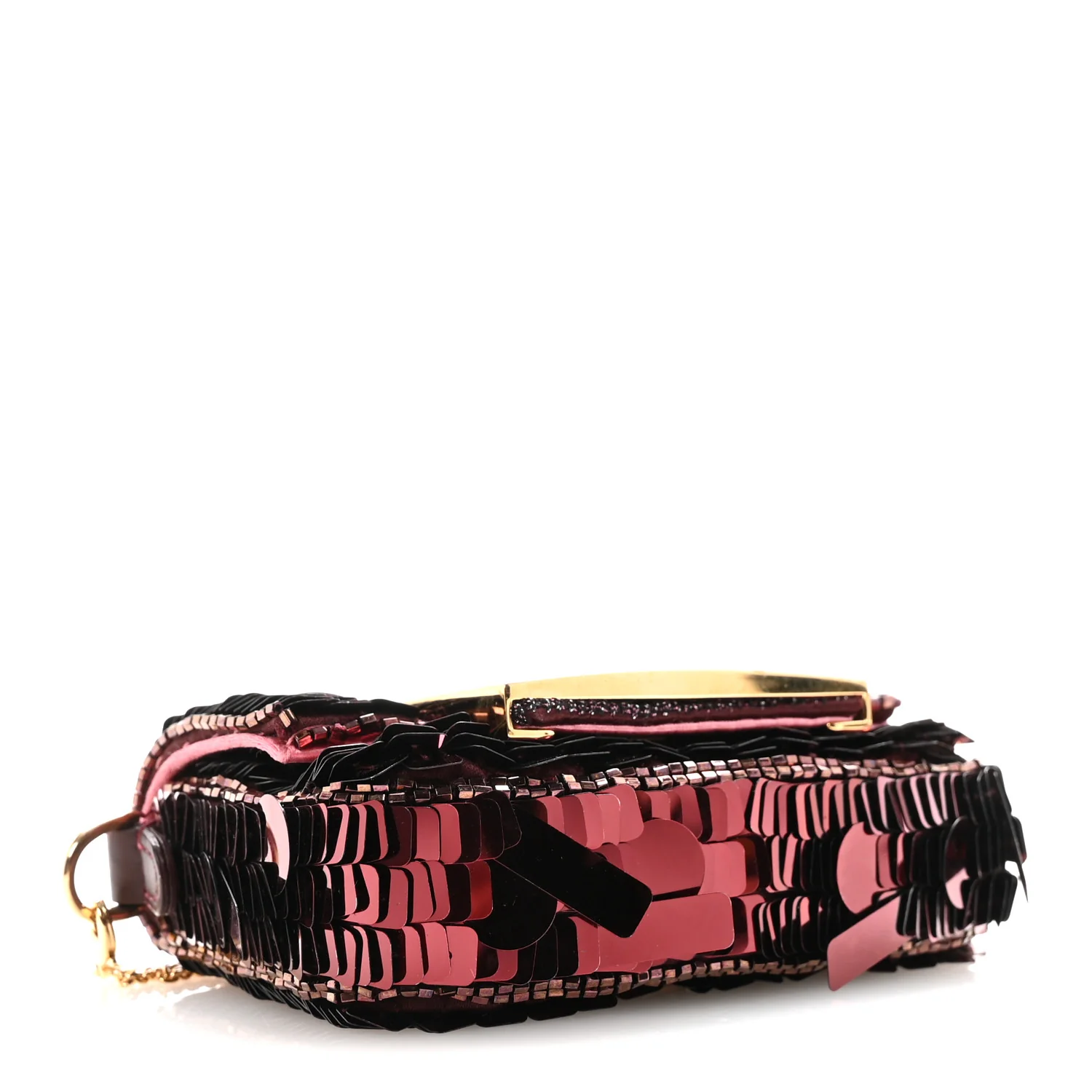 Sequin Paillettes Shiny Nappa Sex and the City Nano Maxi Buckle Baguette Charm Granata - Top Club