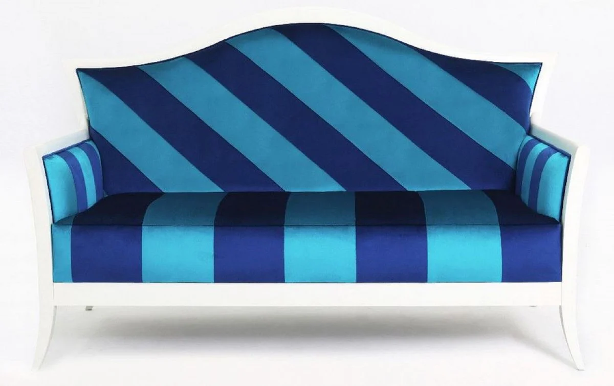 Luxury Art Deco Sofa with Stripes Light Blue / Blue / White - Striped Living Room Sofa - Living Room Furniture - Art Deco Furniture - Luxury Furniture - Art Deco Furnishings - Luxury Furnishings
