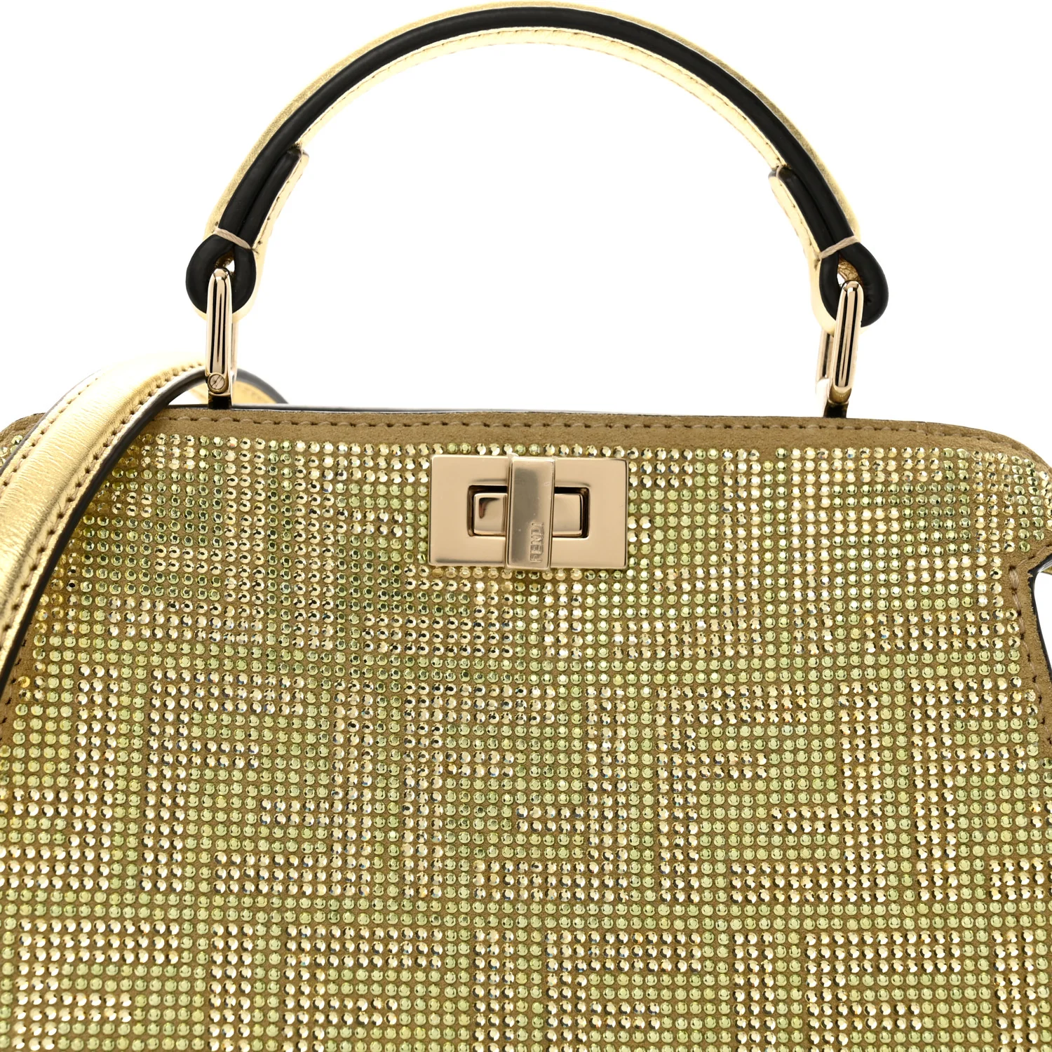 Crystal Vitello Laminato FF Petite Peekaboo I SEE U Satchel Crystal Platinum Light Gold - Top Club