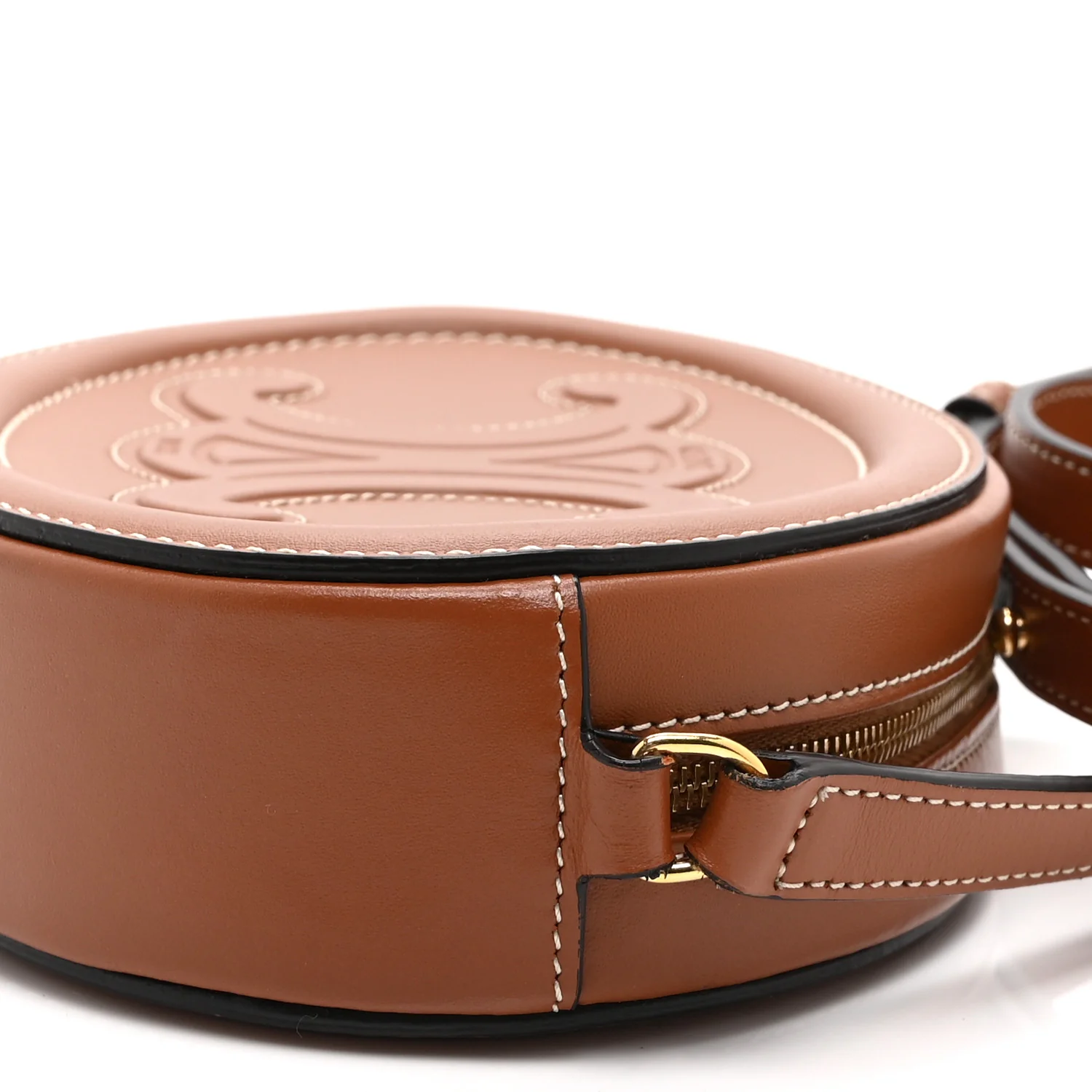 Smooth Calfskin Cuir Small Triomphe Oval Crossbody Purse Tan - Top Club